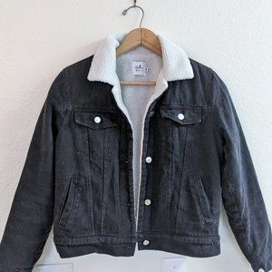 Denim Sherpa-Lined Bomber Jacket